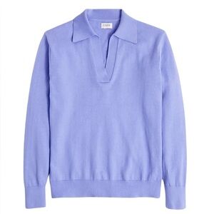 J.Crew Periwinkle Cotton Collared V-Neck Sweater Top Women’s Size Small